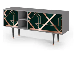 Móvel De Tv| Mueble de TV - 150х69х41 cm - T5 - Emerald Gatsby, Cinza Cinzento