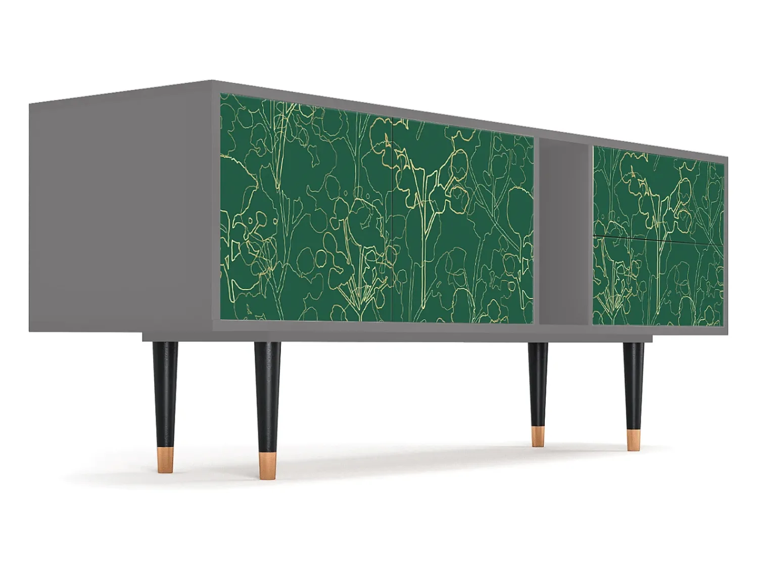 Móvel De Tv* Mueble de TV - 170х69х48 cm - T1 - Emerald Forest, Cinza Cinzento
