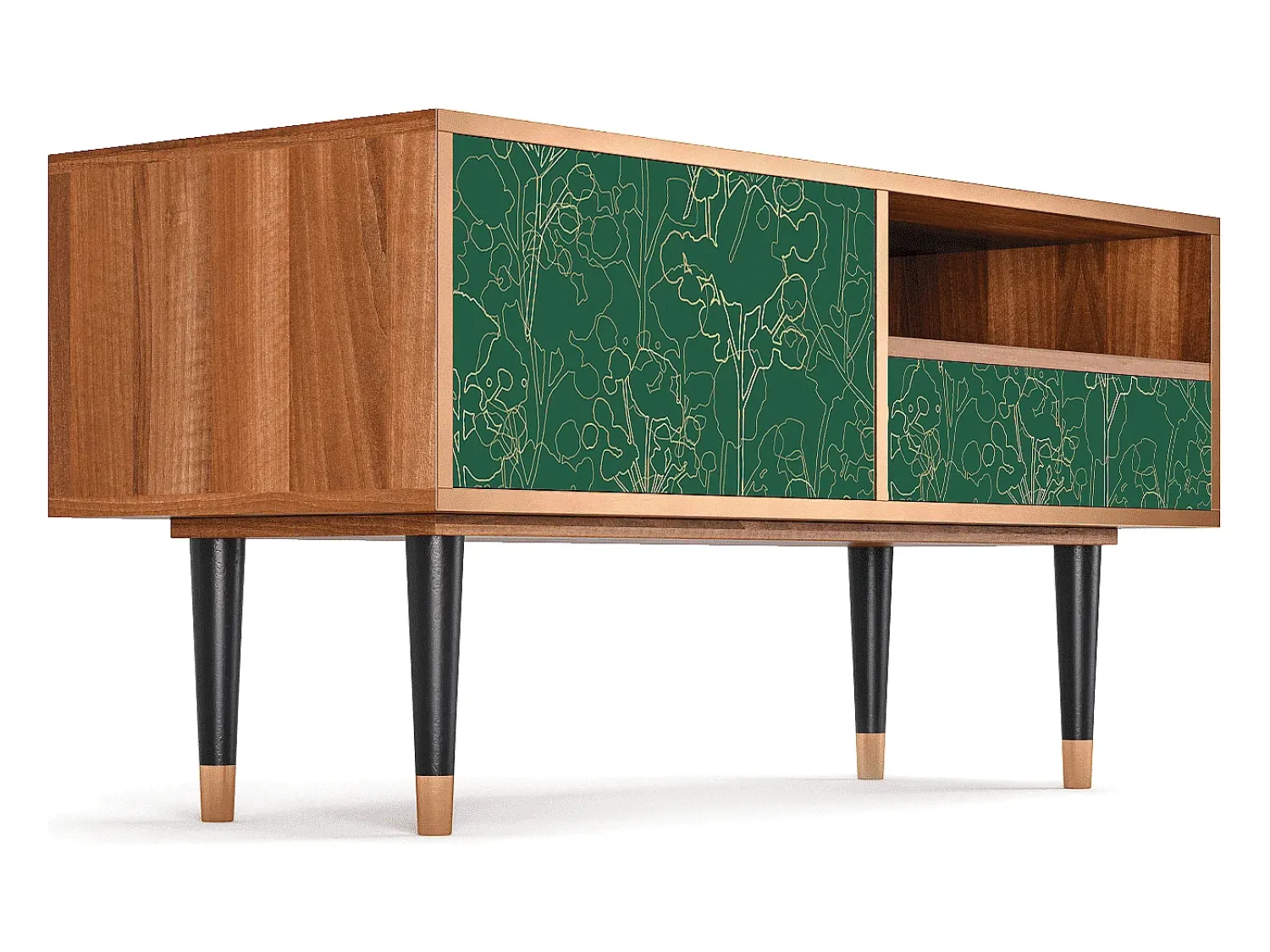 Móvel De Tv* Mueble de TV - 115х59х48 cm - T3 - Emerald Forest, Nogueira Castanho