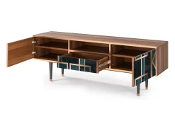 Móvel De Tv| Mueble de TV - 170х59х41 cm - T6 - Emerald Metro, Nogueira Castanho