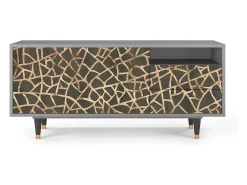 Móvel De Tv| Mueble de TV - 125х56х41 cm - T7 - Enlarged Leaf, Cinza Cinzento