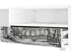 Mueble de TV - 115х59х48 cm - T3 - Farms in a Village, Branco^ Móvel De Tv