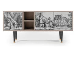 Móvel De Tv| Mueble de TV - 150х69х41 cm - T5 - Farms in a Village, Latte Bege