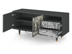 Outlet Mueble de TV - 125х56х41 cm - T7 - Farms in a Village, Antracite Cinza antracite