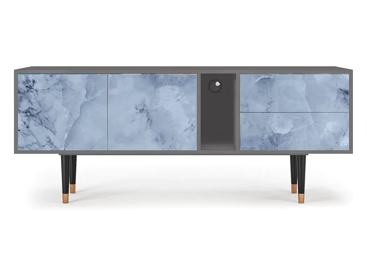 Móvel De Tv* Mueble de TV - 170х69х48 cm - T1 - Feather Ice, Cinza Cinzento