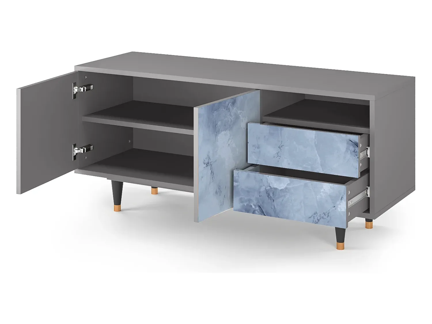 Móvel De Tv* Mueble de TV - 125х56х41 cm - T7 - Feather Ice, Cinza Cinzento