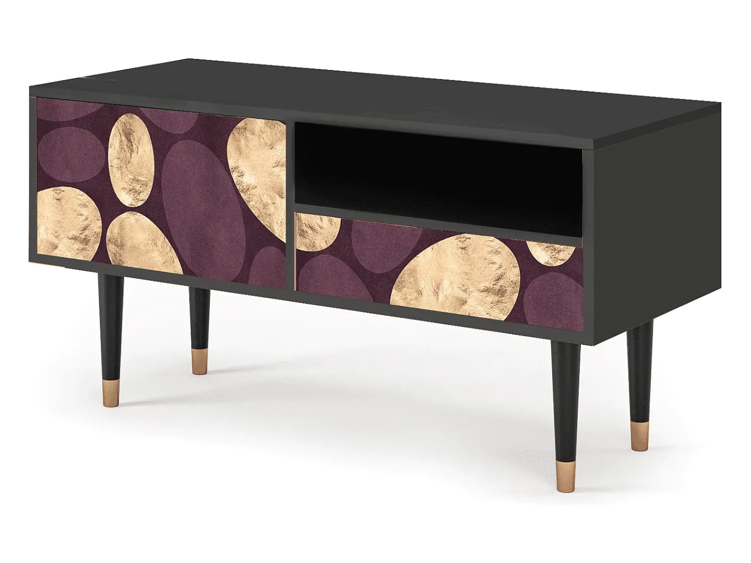Móvel De Tv| Mueble de TV - 115х59х48 cm - T3 - Fine Wine, Antracite Cinza antracite