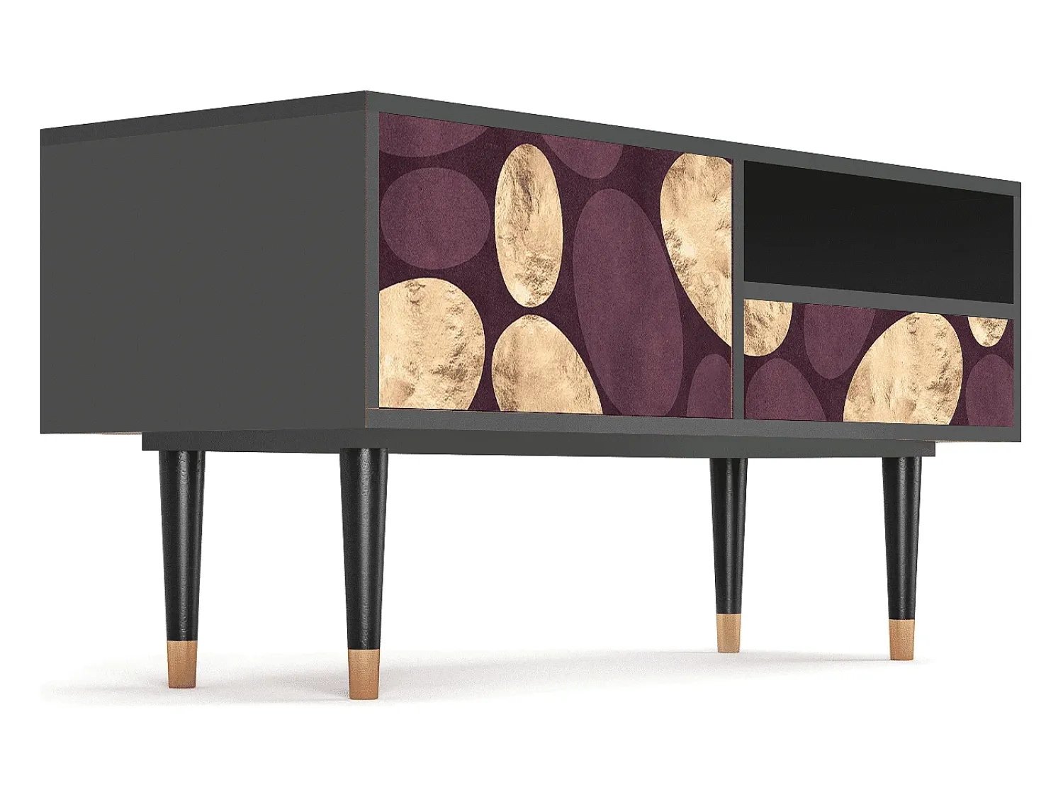 Móvel De Tv| Mueble de TV - 115х59х48 cm - T3 - Fine Wine, Antracite Cinza antracite