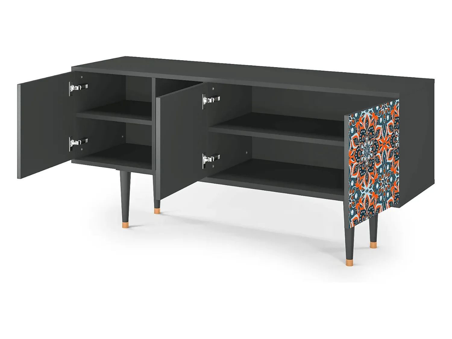 Móvel De Tv* Mueble de TV - 150х69х41 cm - T5 - Fire Beetle, Antracite Cinza antracite