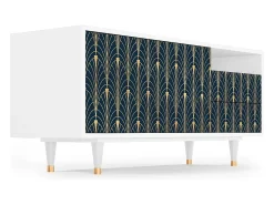 Móvel De Tv* Mueble de TV - 125х56х41 cm - T7 - Flower of the Nile, Branco Bege