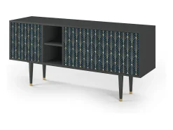 Móvel De Tv| Mueble de TV - 150х69х41 cm - T5 - Flower of the Nile, Antracite Cinza antracite