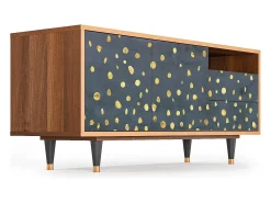 Móvel De Tv| Mueble de TV - 125х56х41 cm - T7 - Foggy Lights, Nogueira Castanho