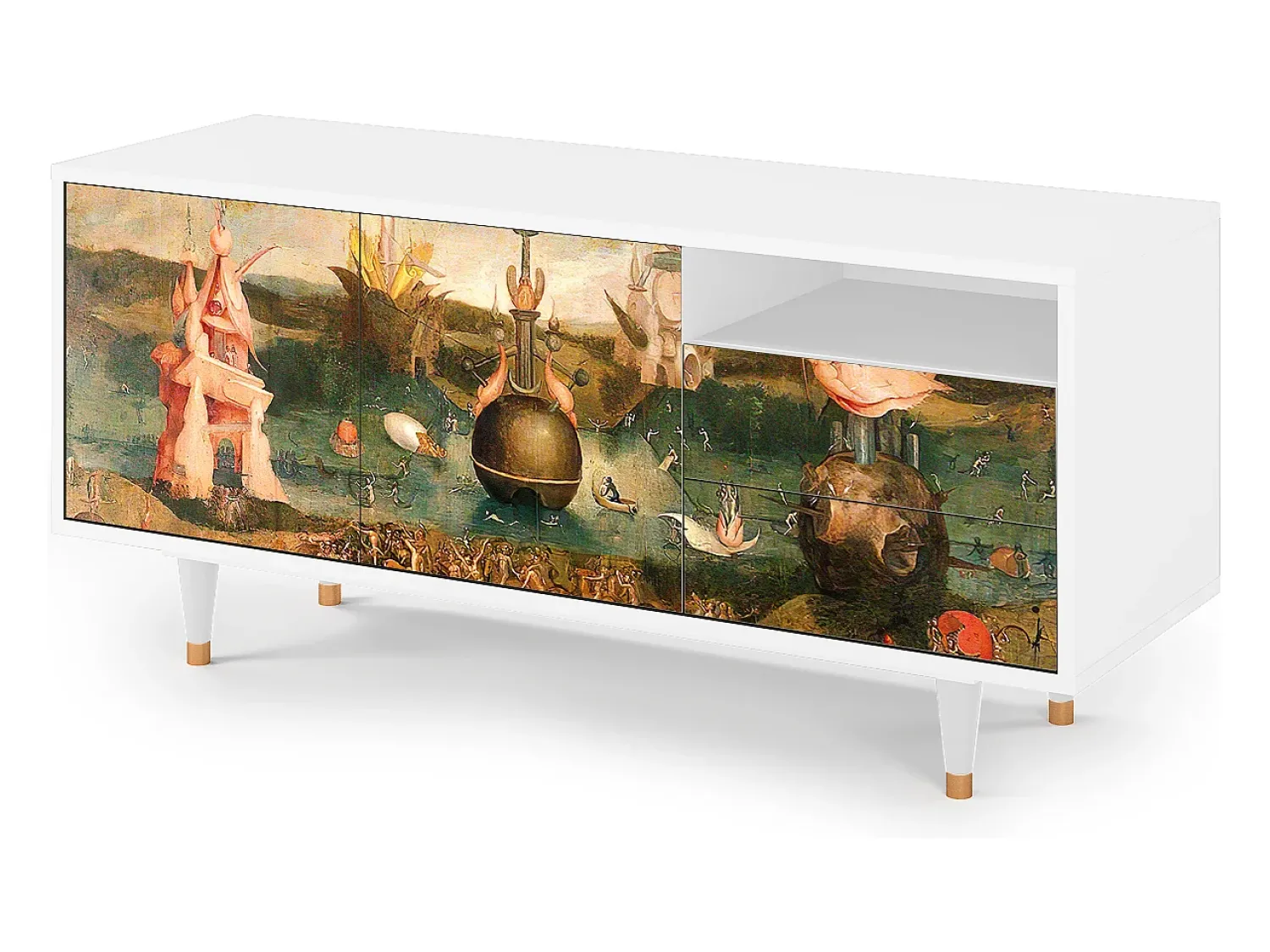 Clearance Mueble de TV - 125х56х41 cm - T7 - Garden of Delights , Branco Bege