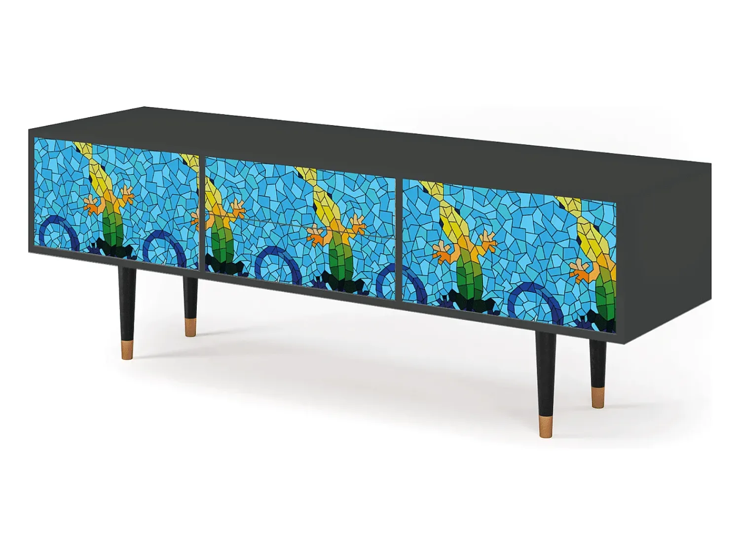 New Mueble de TV - 170х59х48 cm - T4 - Gaudi's Lizard, Antracite Cinza antracite
