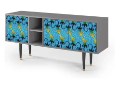 Móvel De Tv| Mueble de TV - 150х69х41 cm - T5 - Gaudi's Lizard, Cinza Cinzento