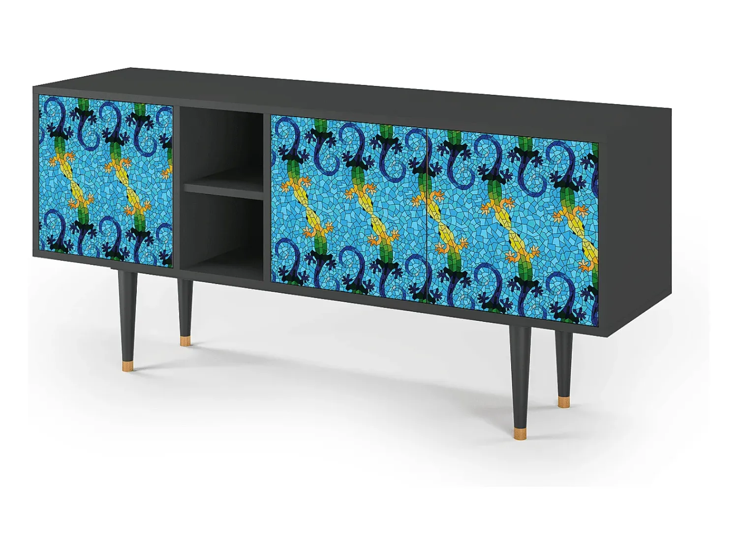 Best Mueble de TV - 150х69х41 cm - T5 - Gaudi's Lizard, Antracite Cinza antracite