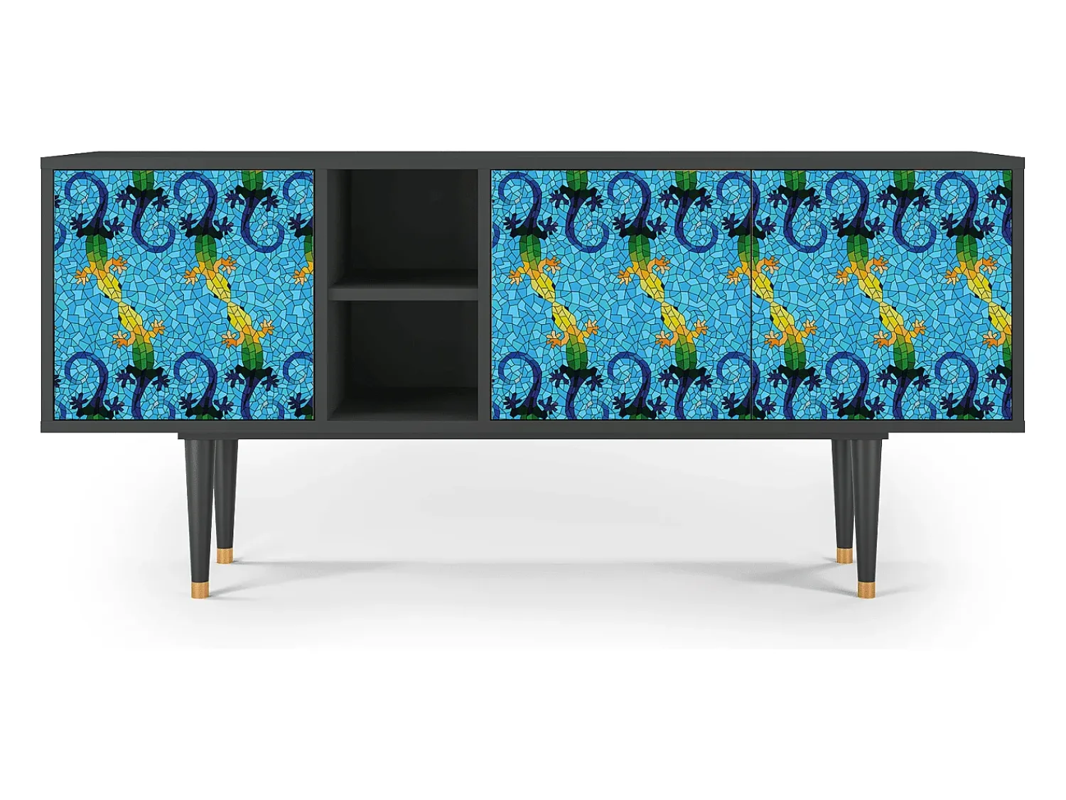 Best Mueble de TV - 150х69х41 cm - T5 - Gaudi's Lizard, Antracite Cinza antracite