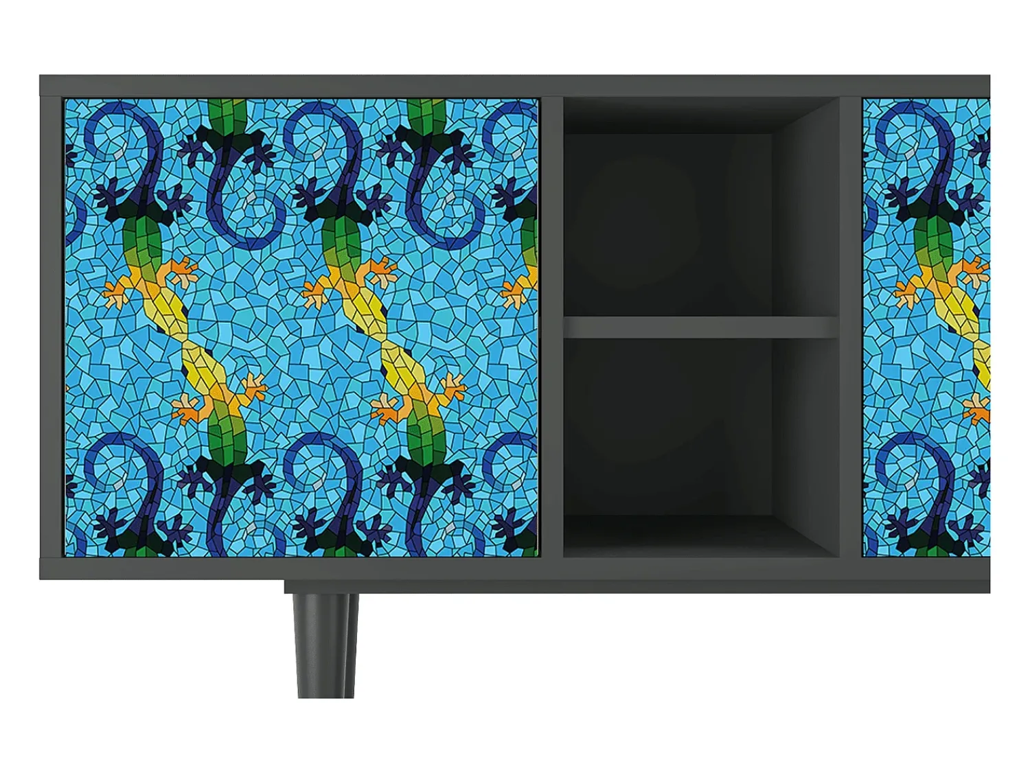 Best Mueble de TV - 150х69х41 cm - T5 - Gaudi's Lizard, Antracite Cinza antracite