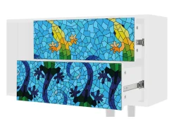 Móvel De Tv* Mueble de TV - 170х69х48 cm - T1 - Gaudi's Lizard, Branco Bege