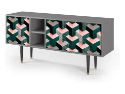 Móvel De Tv* Mueble de TV - 150х69х41 cm - T5 - Geometric Madness, Cinza Cinzento
