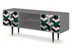 Móvel De Tv* Mueble de TV - 170х69х48 cm - T2 - Geometric Madness, Cinza Cinzento