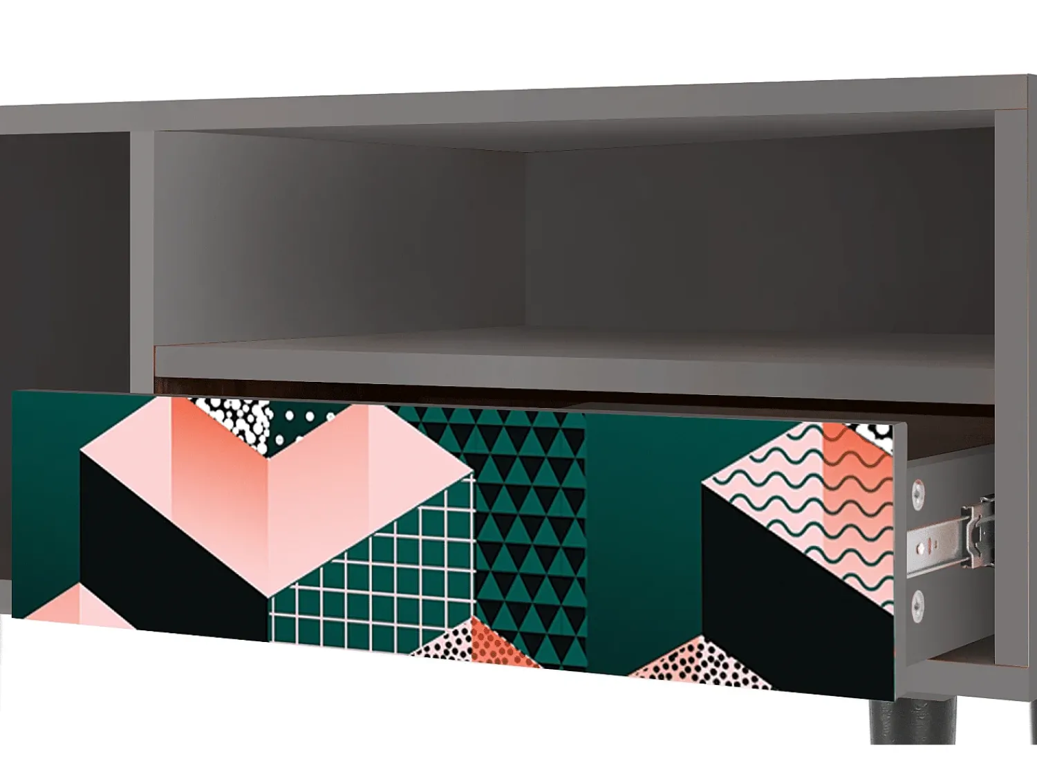 Sale Mueble de TV - 115х59х48 cm - T3 - Geometric Madness, Cinza Cinzento