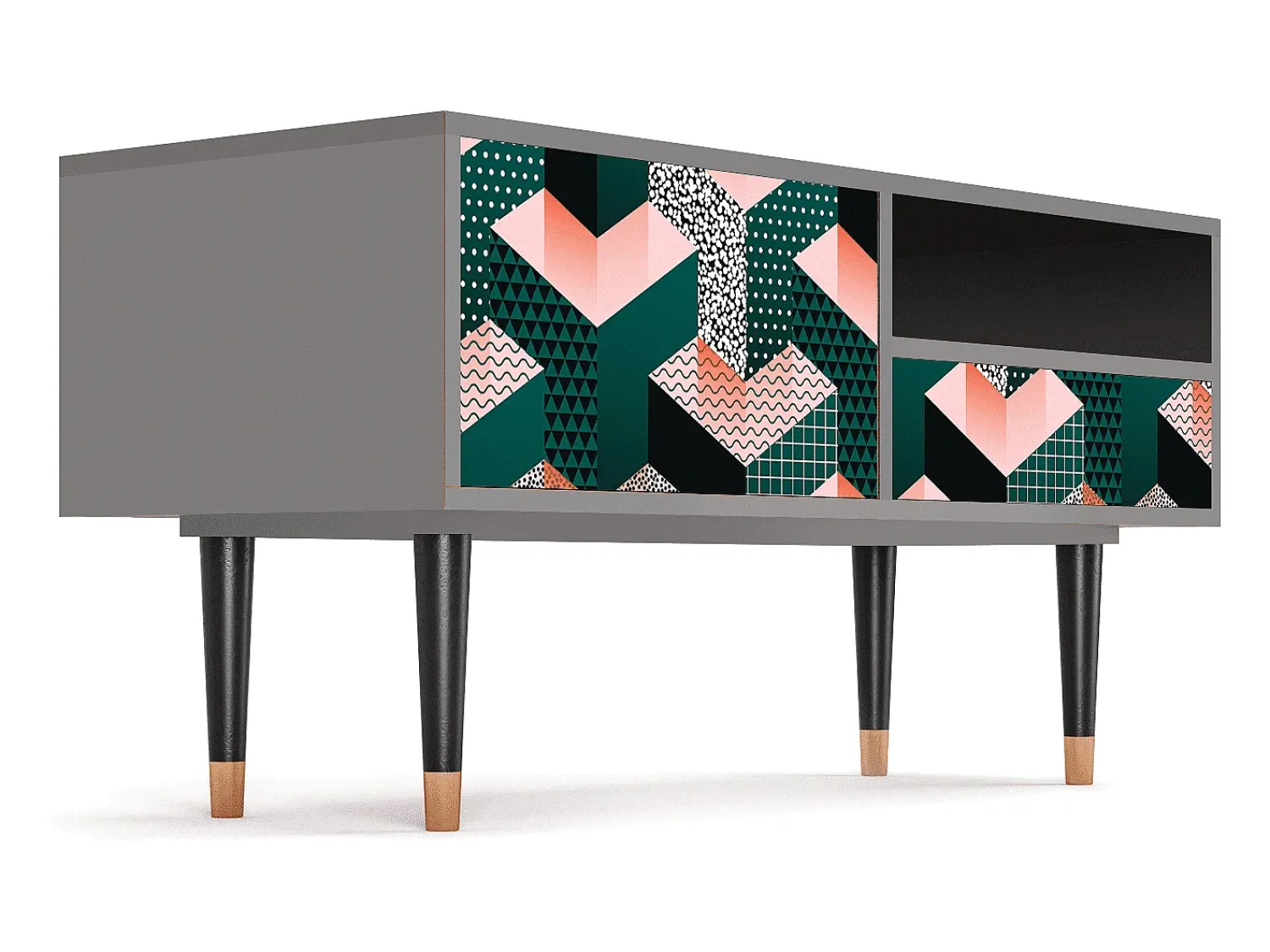 Sale Mueble de TV - 115х59х48 cm - T3 - Geometric Madness, Cinza Cinzento