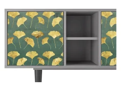 Móvel De Tv* Mueble de TV - 150х69х41 cm - T5 - Gingko leaves, Cinza Cinzento