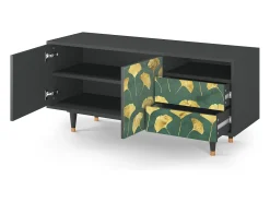 Móvel De Tv| Mueble de TV - 125х56х41 cm - T7 - Gingko leaves, Antracite Cinza antracite