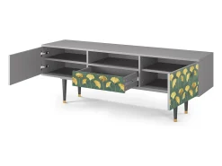 Móvel De Tv* Mueble de TV - 170х59х41 cm - T6 - Gingko leaves, Cinza Cinzento