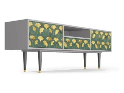 Móvel De Tv* Mueble de TV - 170х59х41 cm - T6 - Gingko leaves, Cinza Cinzento