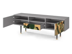 Sale Mueble de TV - 170х59х41 cm - T6 - Glass and Checkerboard, Cinza Cinzento