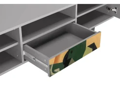 Sale Mueble de TV - 170х59х41 cm - T6 - Glass and Checkerboard, Cinza Cinzento