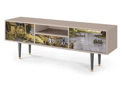 Discount Mueble de TV - 170х59х41 cm - T6 - Glass and Checkerboard, Latte Bege