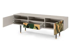 Móvel De Tv| Mueble de TV - 170х59х41 cm - T6 - Glass and Checkerboard, Areia Bege