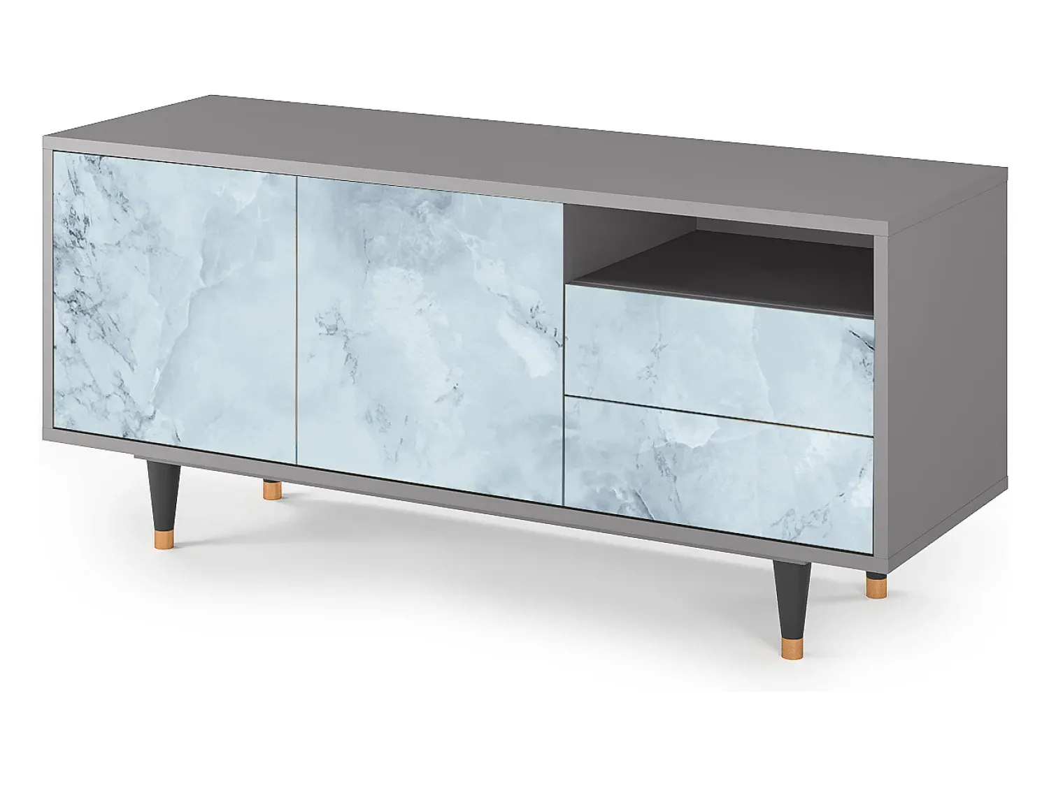 Best Mueble de TV - 125х56х41 cm - T7 - Glacial Colour, Cinza Cinzento
