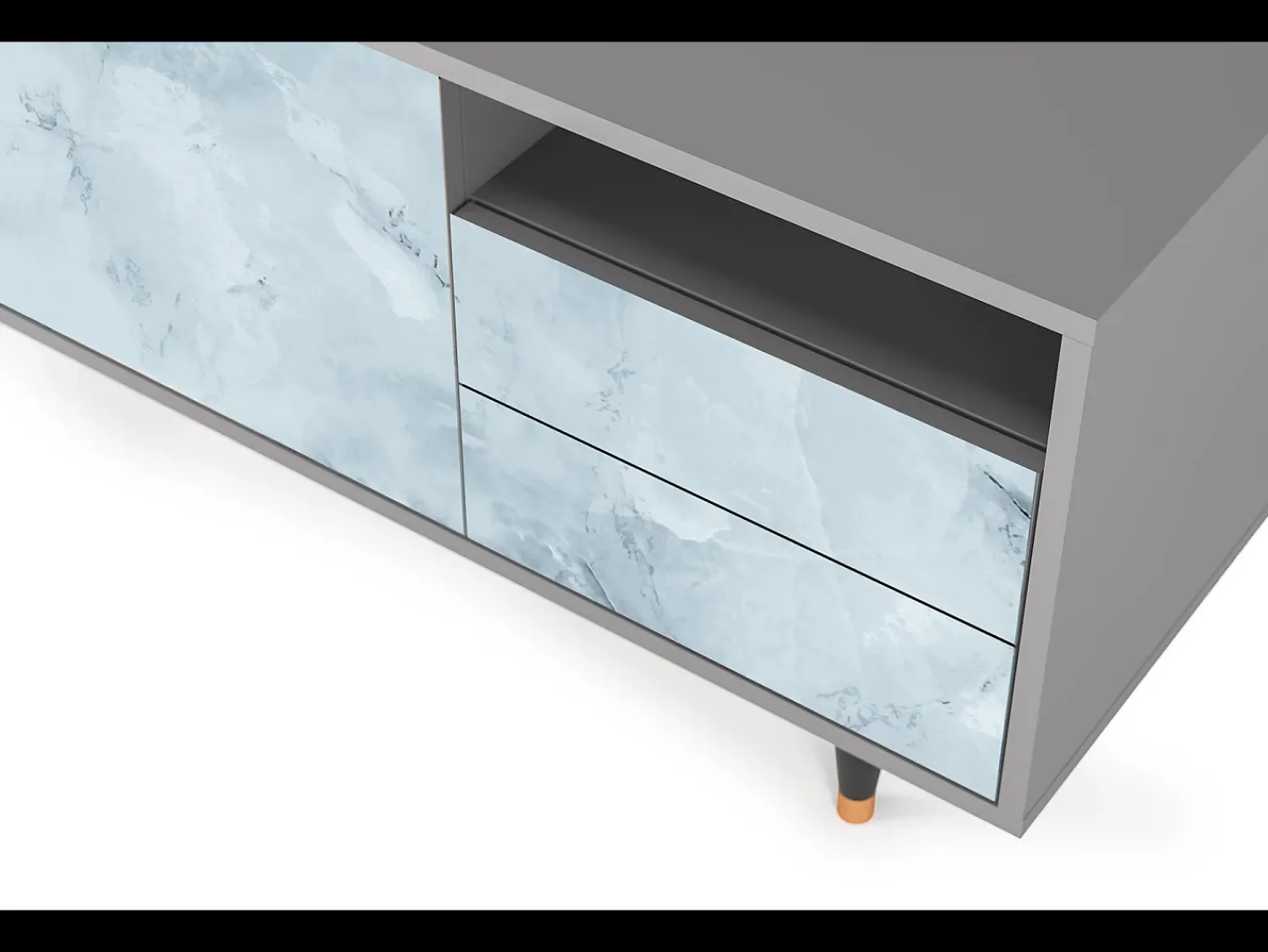 Best Mueble de TV - 125х56х41 cm - T7 - Glacial Colour, Cinza Cinzento
