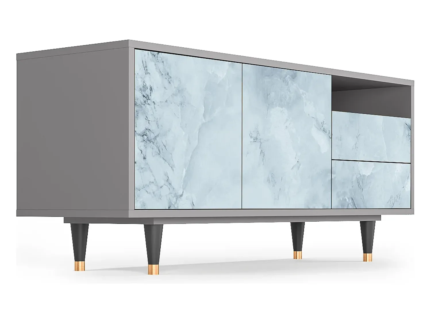 Best Mueble de TV - 125х56х41 cm - T7 - Glacial Colour, Cinza Cinzento