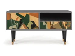 Móvel De Tv* Mueble de TV - 115х59х48 cm - T3 - Glass and Checkerboard, Areia Bege