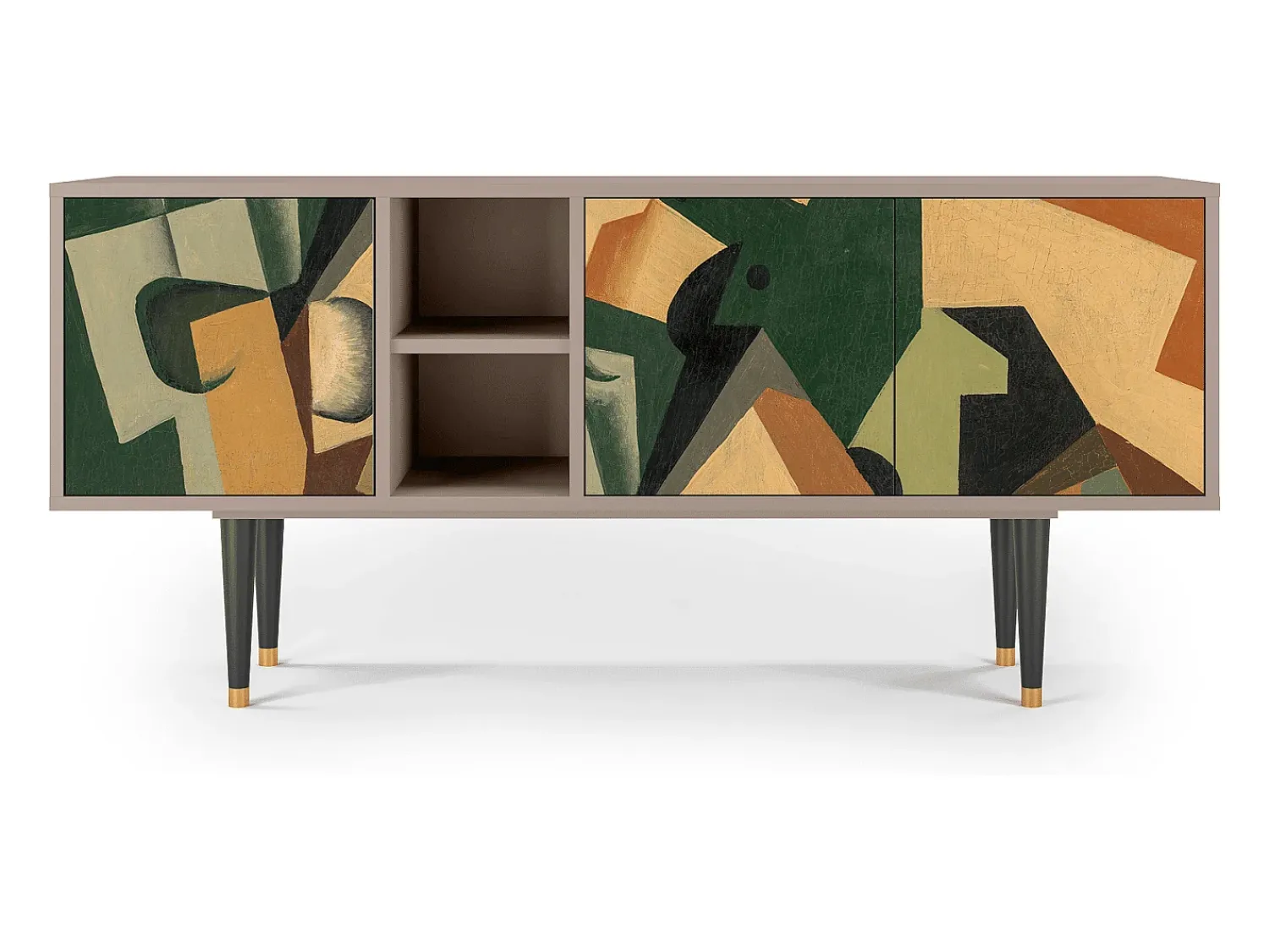 Sale Mueble de TV - 150х69х41 cm - T5 - Glass and Checkerboard, Latte Bege
