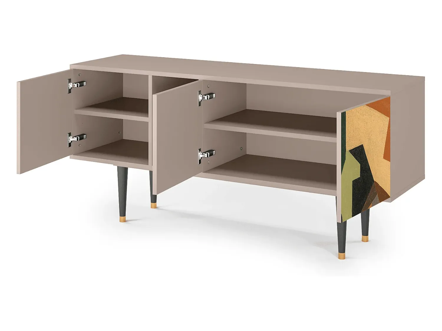 Sale Mueble de TV - 150х69х41 cm - T5 - Glass and Checkerboard, Latte Bege