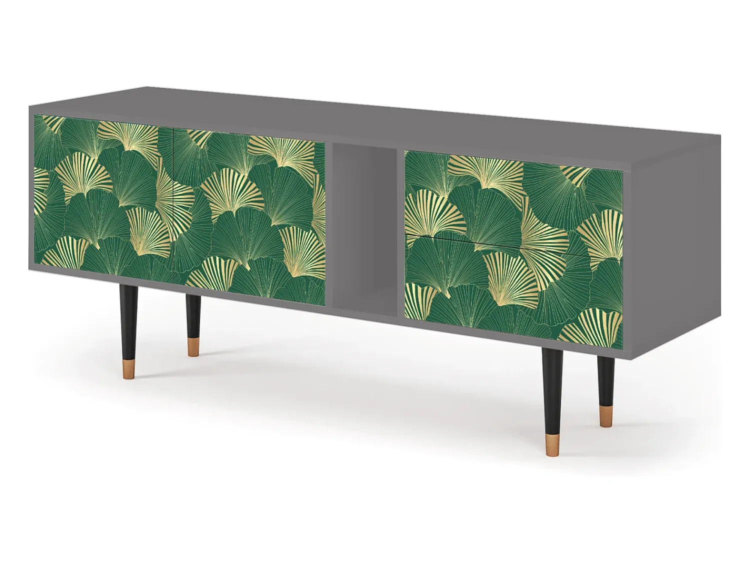 Móvel De Tv* Mueble de TV - 170х69х48 cm - T1 - Gold Ginkgo, Cinza Cinzento