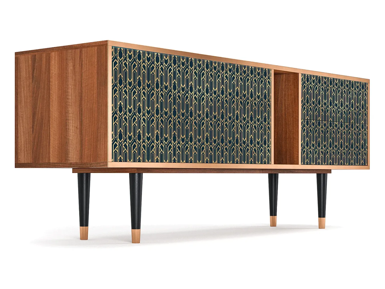 Móvel De Tv| Mueble de TV - 170х69х48 cm - T1 - Golden Empire, Nogueira Castanho