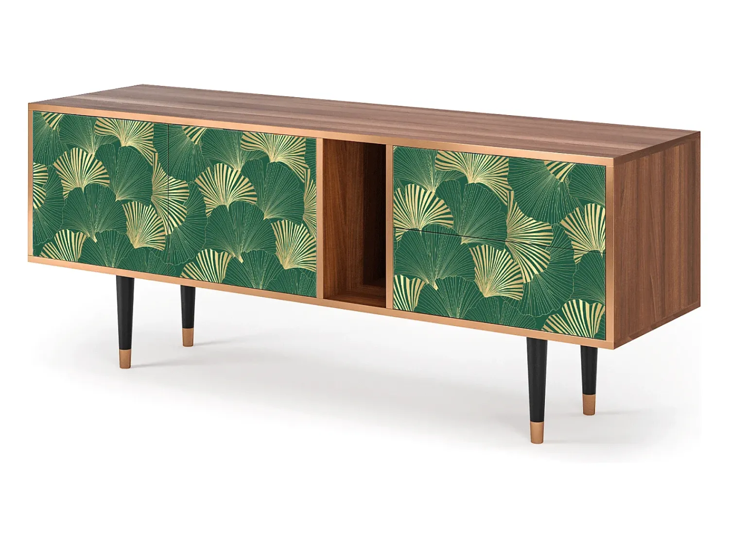 Móvel De Tv* Mueble de TV - 170х69х48 cm - T1 - Gold Ginkgo, Nogueira Castanho