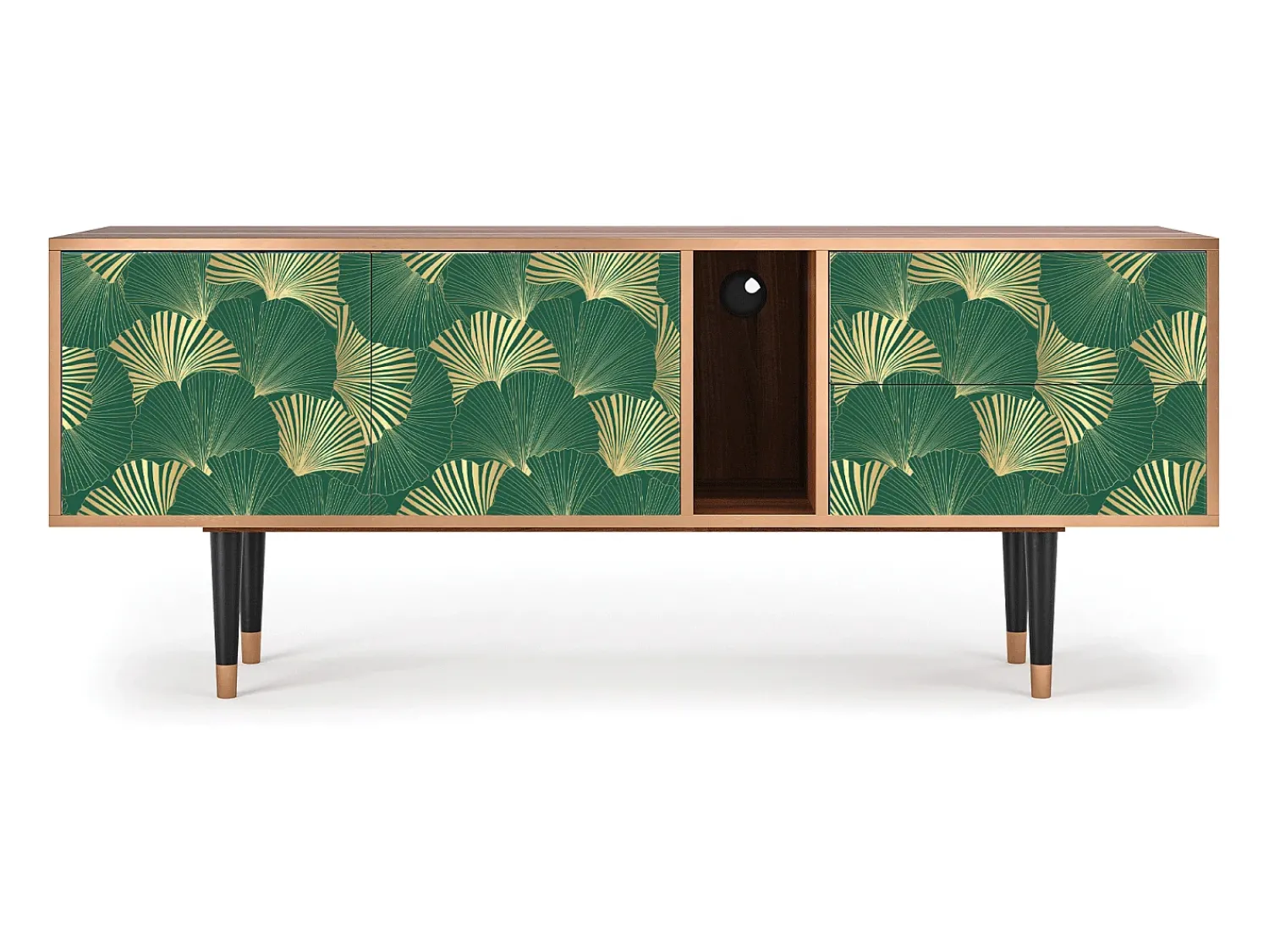 Móvel De Tv* Mueble de TV - 170х69х48 cm - T1 - Gold Ginkgo, Nogueira Castanho