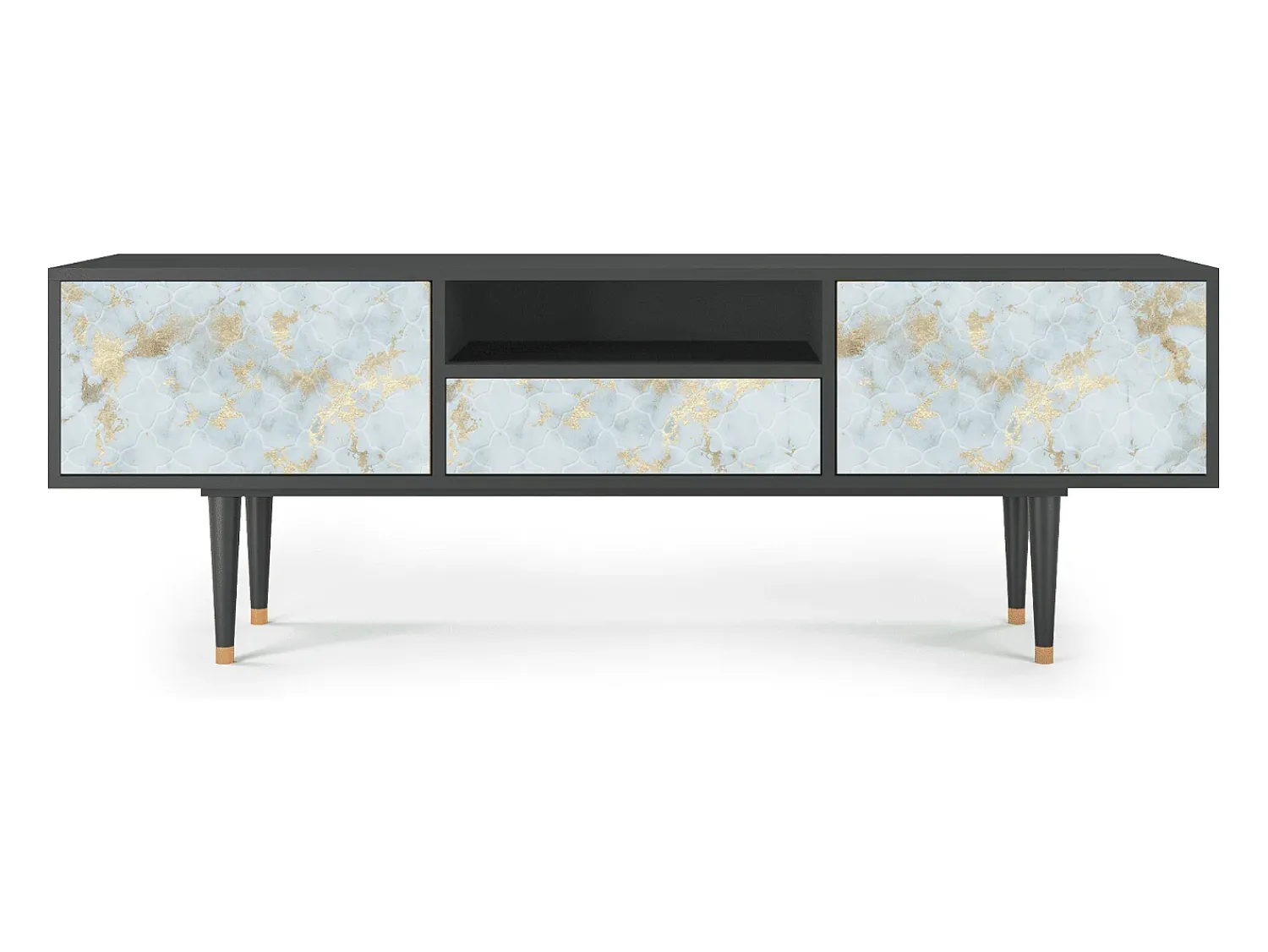 Móvel De Tv| Mueble de TV - 170х59х41 cm - T6 - Golden Waves, Antracite Cinza antracite