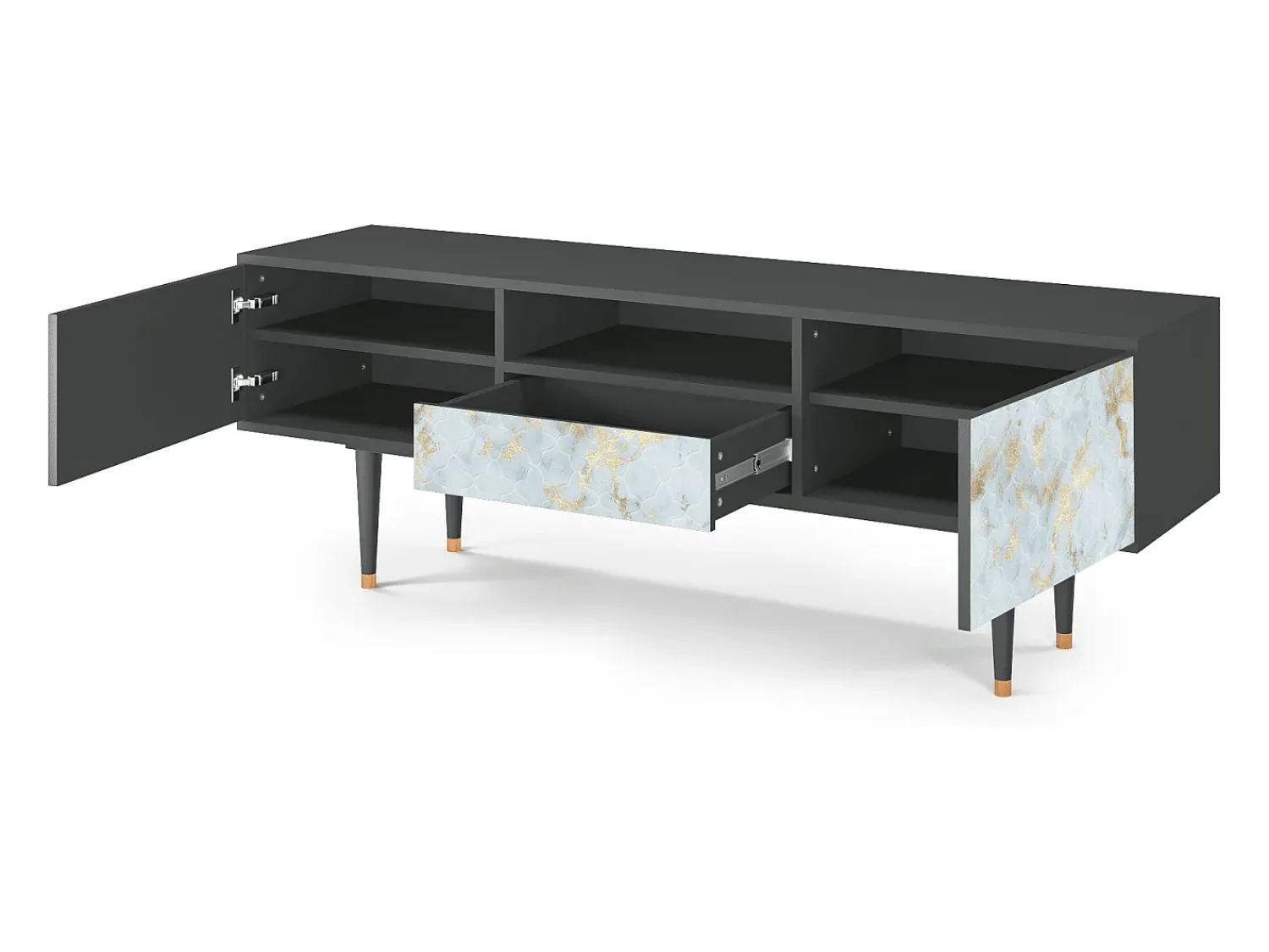Móvel De Tv| Mueble de TV - 170х59х41 cm - T6 - Golden Waves, Antracite Cinza antracite