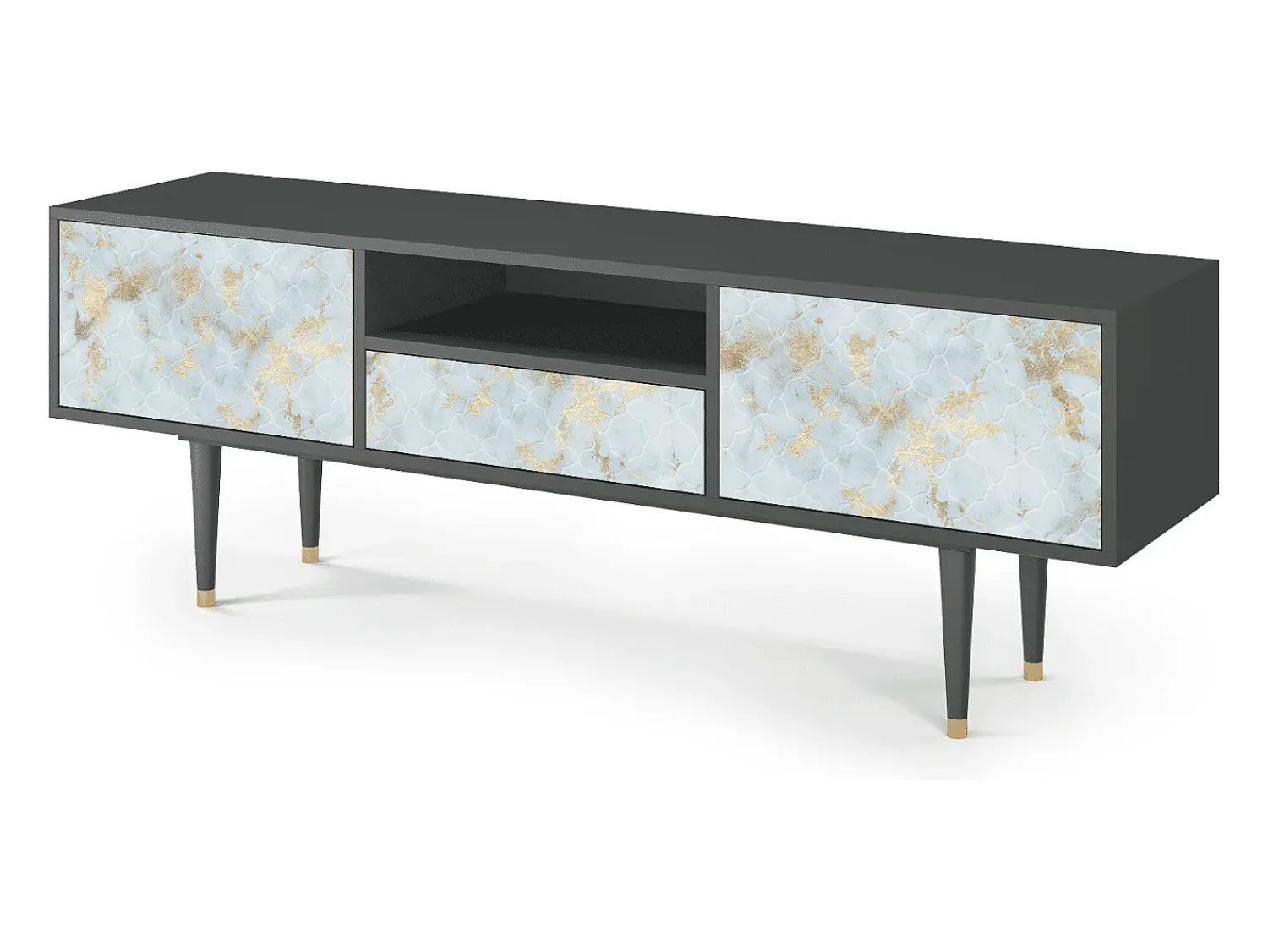 Móvel De Tv| Mueble de TV - 170х59х41 cm - T6 - Golden Waves, Antracite Cinza antracite