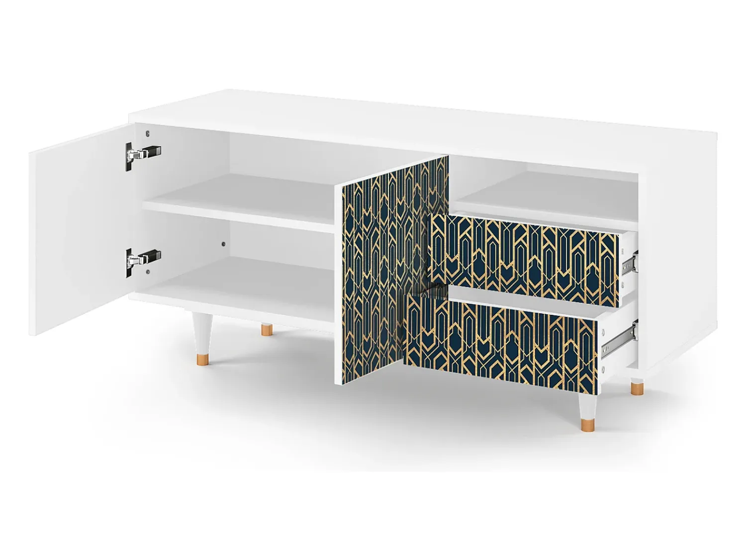 Móvel De Tv* Mueble de TV - 125х56х41 cm - T7 - Golden Empire, Branco Bege