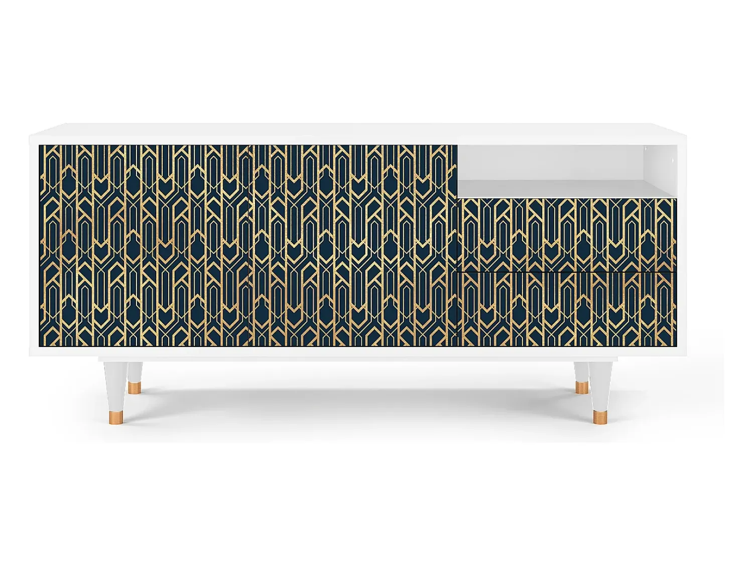 Móvel De Tv* Mueble de TV - 125х56х41 cm - T7 - Golden Empire, Branco Bege